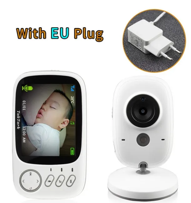 EU Plug Беспроводной цветной видеоняня 3,2 дюймов с высоким разрешением, Детская няня, камера безопасности, ночное видение, контроль температуры - Цвет: EU Plug