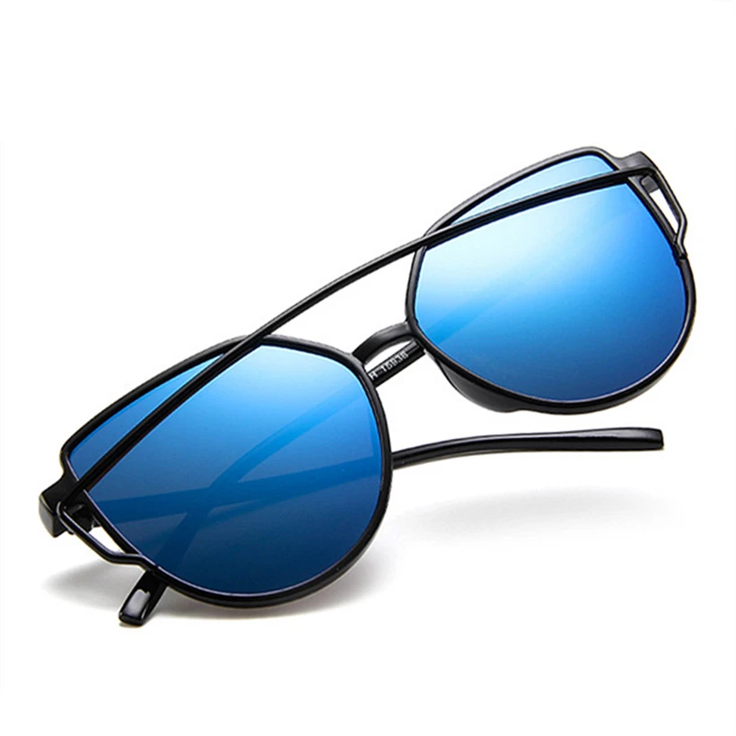 RILIXES Модные солнцезащитные очки кошачий глаз женские зеркальные отражающие