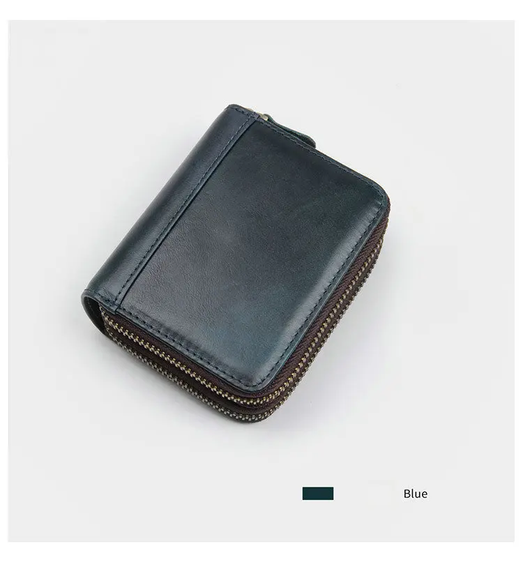 Blue card holder Кошелек GENODERN на молнии для кредитных карт для женщин RFID кредитный держатель для карт протектор для ID карт кожаный кошелек - Цвет: Blue card holder