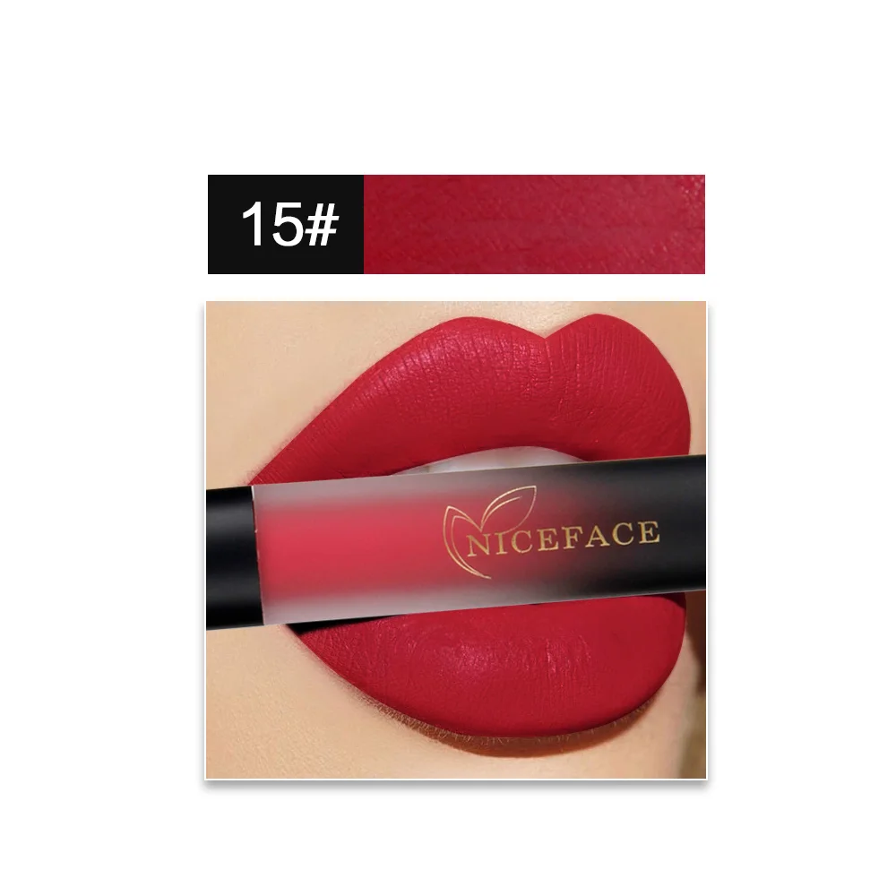 15 18 Colors 1 Pcs Sexy Velvet Lipsticks Long Lasting Waterproof Matte Liquid Lip Gloss Lip Sticks Women Beauty Makeup Tools - Цвет: 15
