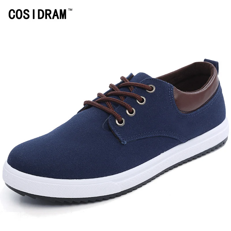 COSIDRAM 2017 Canvas AAA Men Shoes Lace-Up Rubber Sole Casual Fashion Male Footwear Plimsolls Blue Autumn RME-254 | Обувь