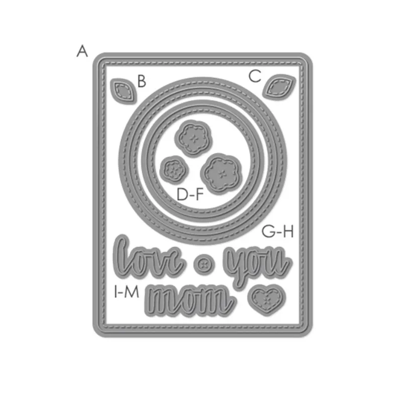 Silver DiyArts Письмо Алфавит для карты решений металлическая пресс-форма Скрапбукинг круг рамки Love You мама подарок высечки - Цвет: Silver