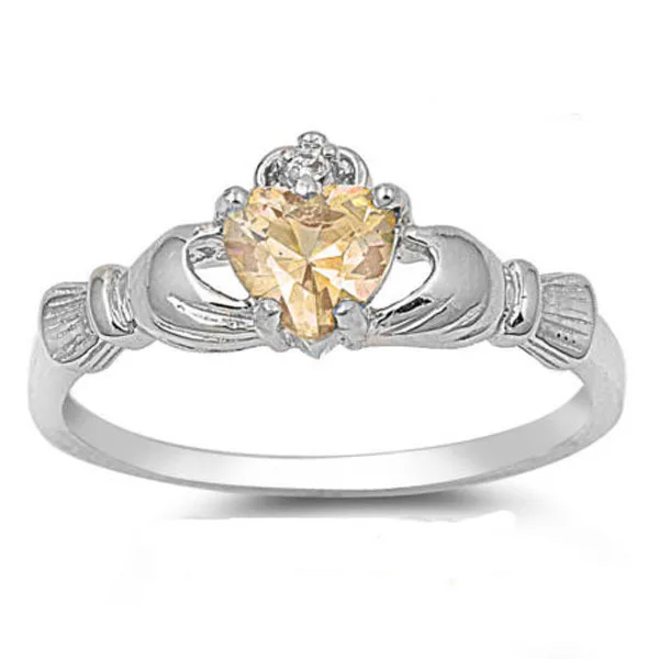 Кольцо Huitan Love Heart с камнем по месяцу рождения, посеребренное ирландское кольцо Claddagh, обручальные кольца для женщин, лучший подарок на Рождество для влюбленных - Цвет основного камня: 11. November