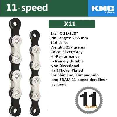 KMC X8 X9 X9sl X10 X10sl X11SL велосипедная цепь 9S 10S 11S золото для MTB/шоссейного велосипеда для Shimano/SRAM 8 9 10 11 скорость 116л/цепной велосипед - Цвет: X11