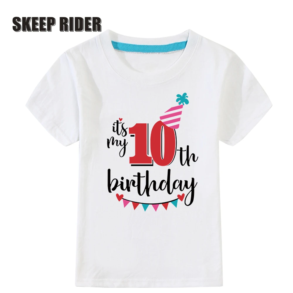 Birthday Tshirts Girl Short Sleeve Girls 3rd Kids Birthday Shirts O-Neck Fashion Children Tees Shirt For 2 3 4 5 6 7 8 9 10 Year