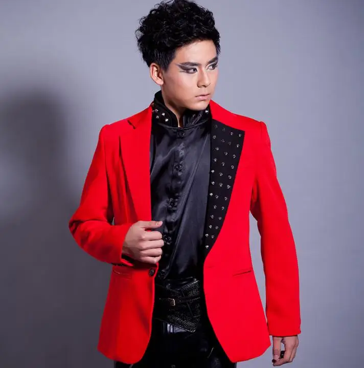 Красная одежда мужские костюмы дизайнерские terno сценические для певцов пиджак