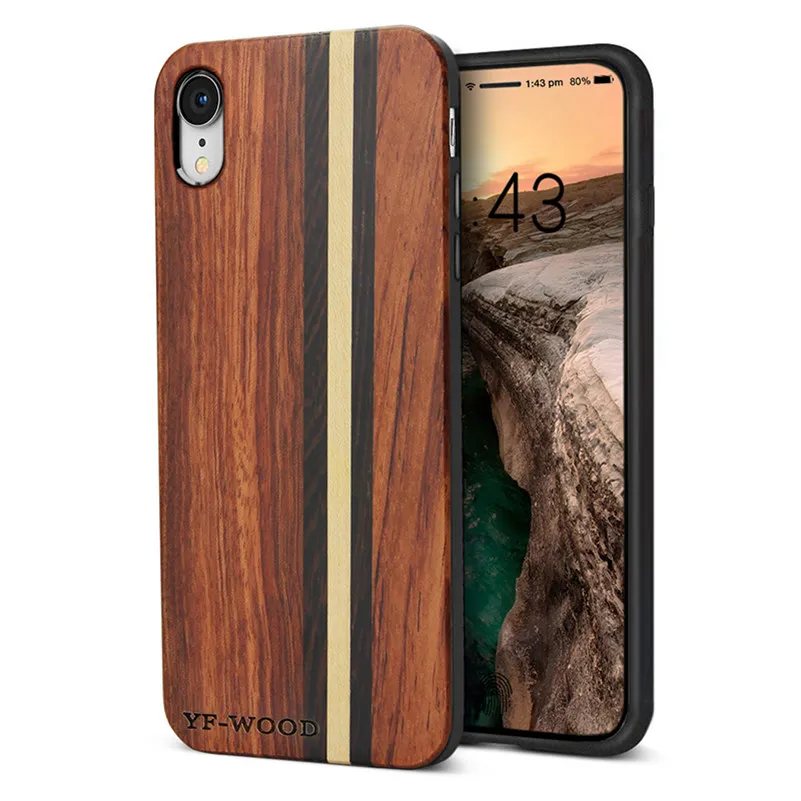 Luxury Wooden Case For iPhone 7 8 Xs Natural Wood + Soft TPU Thin Shockproof for |