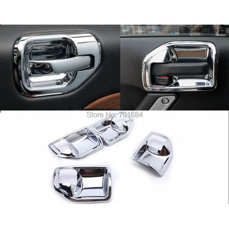 

Хромированные внутренние дверные ручки чаши крышки Внутренняя отделка для Jeep Wrangler 07 08 09 10 11 12 13 14 2015 [QPA219]