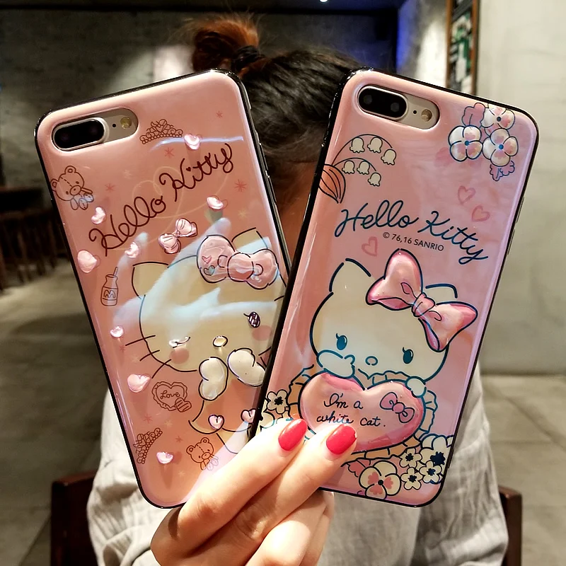 Чехол для iPhone 8 plus с милым рисунком котенка мягкий чехол X 6 S 6splus 7 + ремешок |