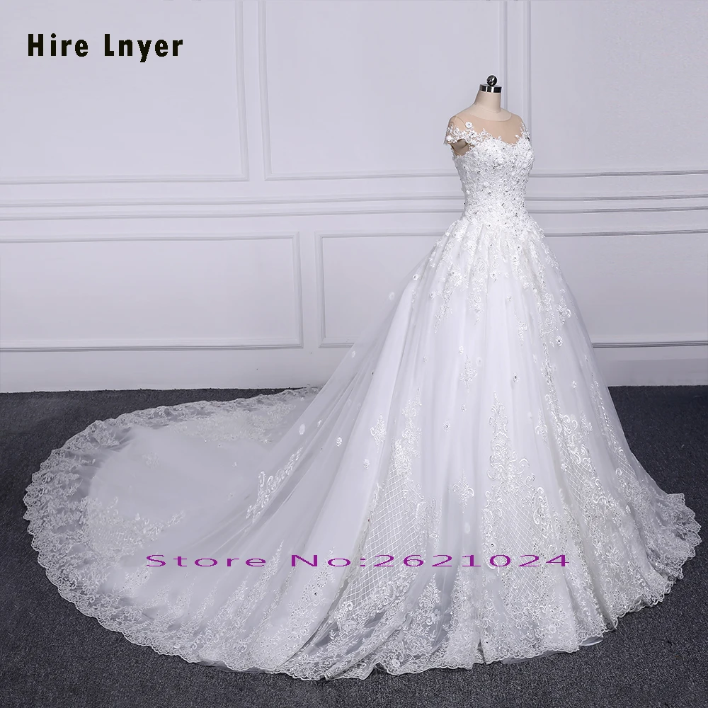 100% Real Picture Crystal Pearls Lace All Over Flowers Princess Ball Gown Wedding Dress 1.5m Train On The Floor 6 Ring Petticoat | Свадьбы и