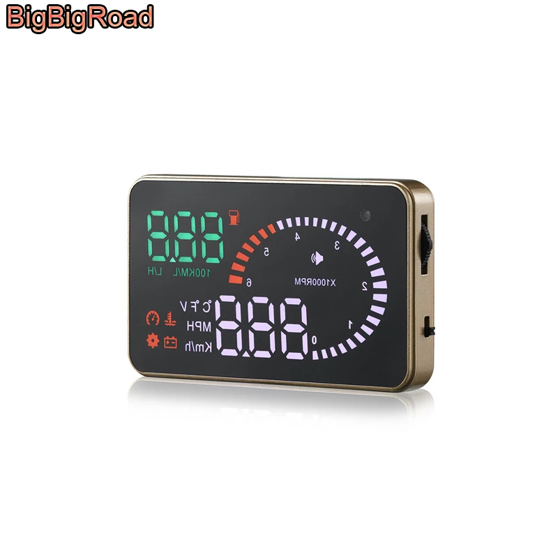 BigBigRoad Автомобильный датчик скорости HUD Дисплей на лобовом стекле проектор OBD2 EUOBD