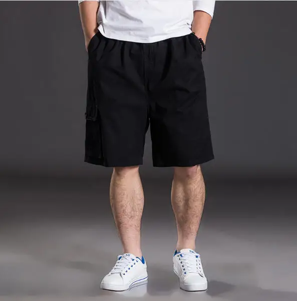 black Новые летние мужские хлопковые шорты размера плюс XL-6XL мужские шорты с несколькими карманами Свободные повседневные домашние шорты высокого качества A594 - Цвет: black