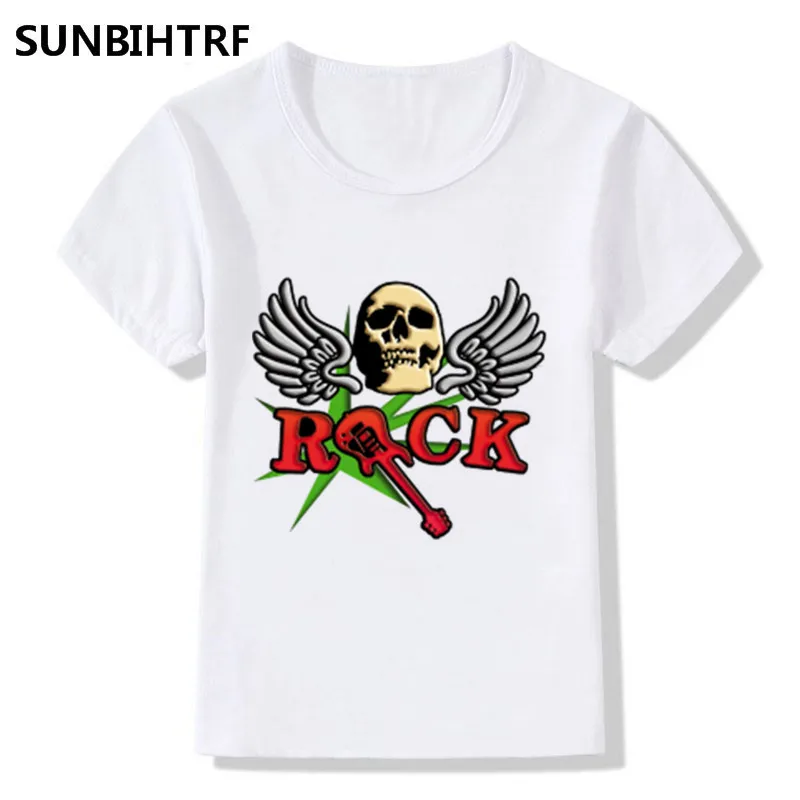 2018 дети Rock Roll принт Забавный крутая футболка для больших мальчиков и девочек
