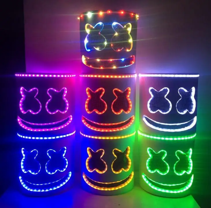 Закрученный сахар Dj Marshmello световой светодиодный маска шлем Косплэй опора для ночного клуба Электрический слог сто DJ Бар вечерние Rave оборудования