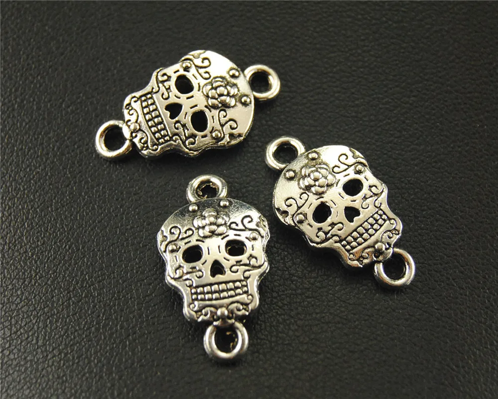 8 шт Серебряный Цвет Окрашенные лица Череп Шарм ручной работы подвески ювелирные