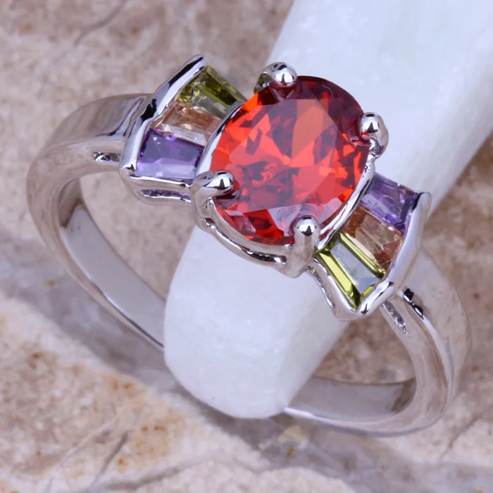Известное многоцветное кольцо с серебряным покрытием Размер 7 / 8 9 D930|ring size|womens rings