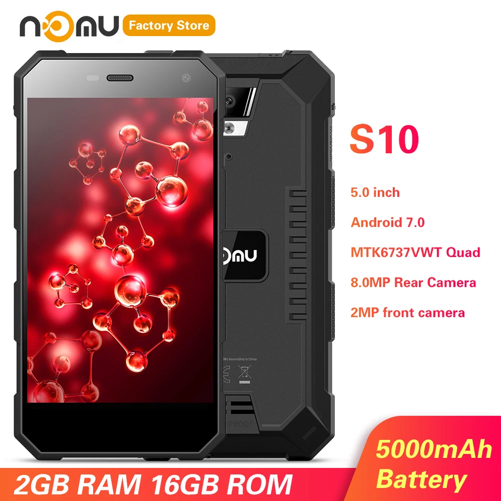 IP68 NOMU S10 4G смартфон 5 0 ''Android 7 MTK6737VWT четырехъядерный 1 ГГц 2 Гб ОЗУ 16 ПЗУ 8 МП