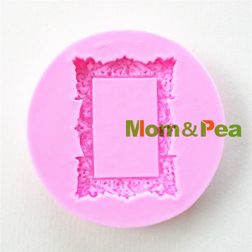 Mom &amp Pea 0791 Бесплатная доставка Цветочная рамка зеркальная силиконовая форма для