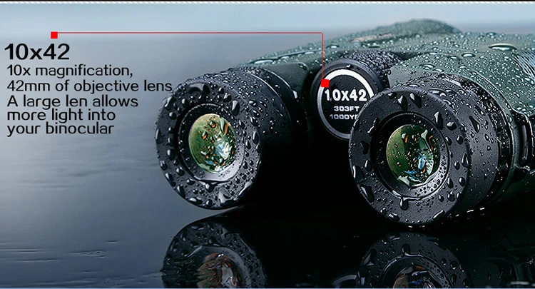 USCAMEL HD 10x42 BAK4 с высоким увеличением, охотничий телескоп с широким углом, профессиональный бинокль, Черный Армейский зеленый
