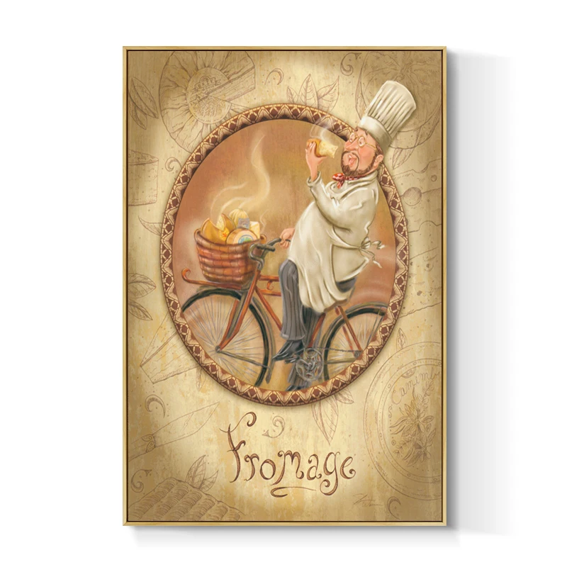 Без рамки современный мультфильм happy chef холст печать картина маслом напечатанная