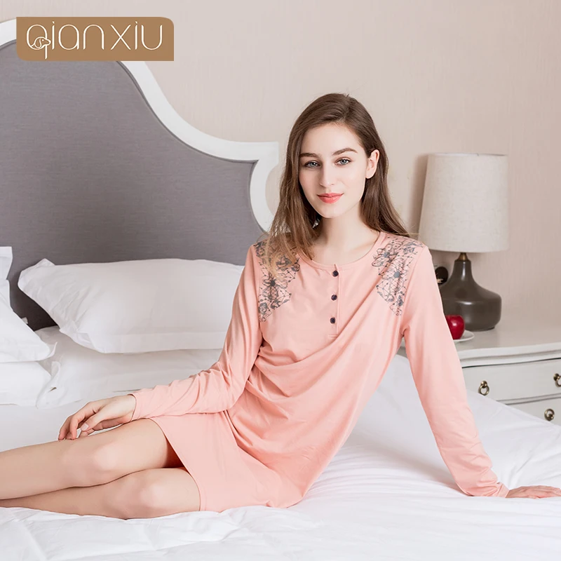 Женская Ночнушка с цветочным принтом хлопковая ночная рубашка длинным рукавом и