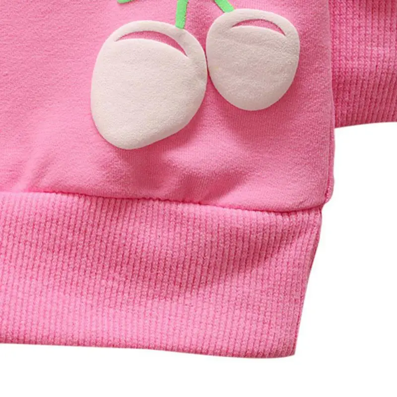 Girl's Autumn Spring Sweatshirts Baby Kids Toddler Long Sleeves Tops Cute Cherry Printed Cotton T Shirts 0-24M