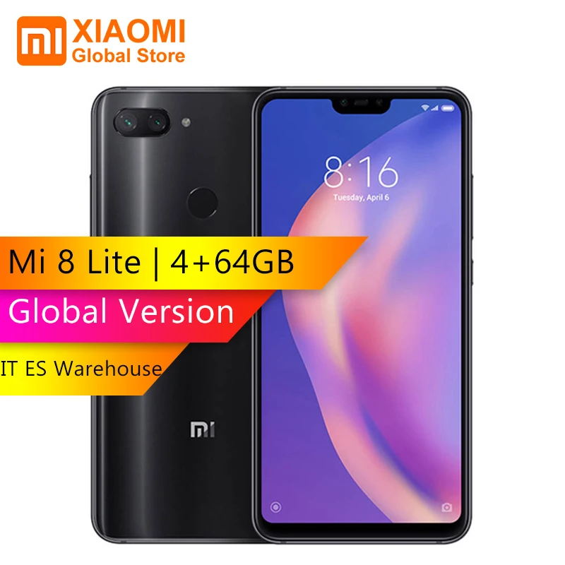 Глобальная версия Xiaomi mi 8 Lite 4GB 64GB мобильный Snapdragon 660 Octa Core Две sim карты смартфон 24MP