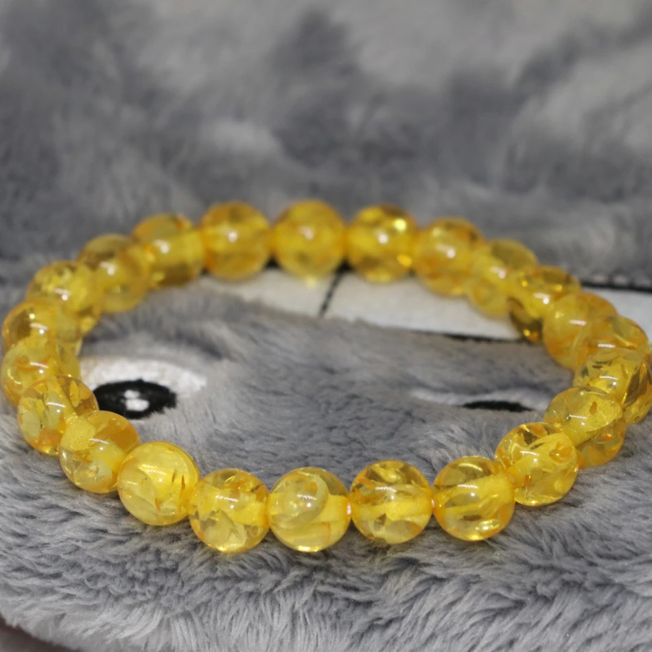 8 мм искусственная Смола пчелиный воск желтая нитка круглых бусин браслеты для