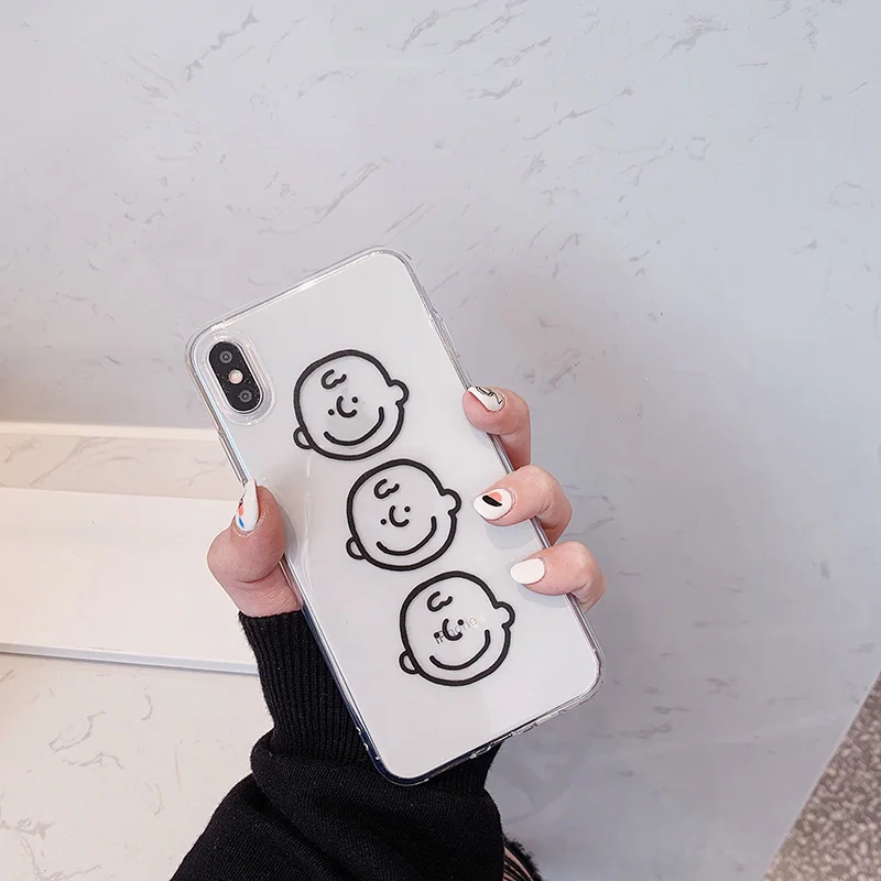 Японский милый мультяшный чехол для телефона iphone Xs MAX XR X 6 6s 7 8 plus 11Pro Max couple прозрачный мягкий чехол из ТПУ с коричневым рисунком - Цвет: 4