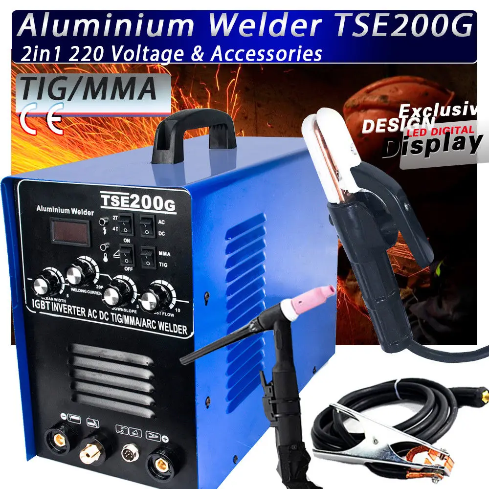 IGBT Инвертор AC/DC TIG/MMA алюминиевый сварочный аппарат TSE200G, новое поколение WSME-200