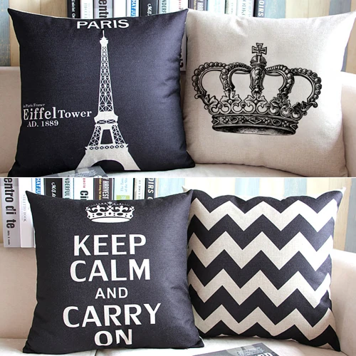 

2015 New Retro Home Decorative Cotton Linen Blended Crown Throw Pillow Case 58YG