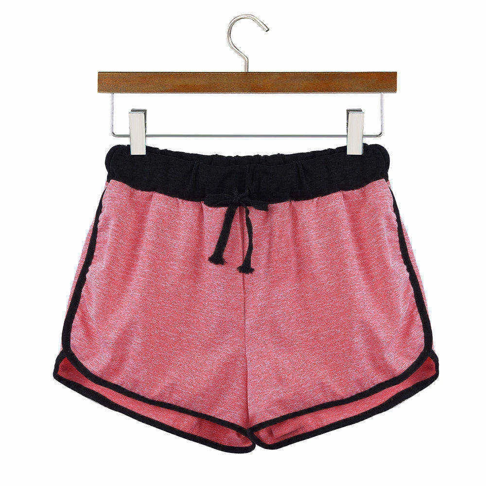 2018 Summer Casual Shorts Womens Sweet Colors Patchwork Mid Waist Loose Drawstring Ringer pantalones cortos | Женская одежда