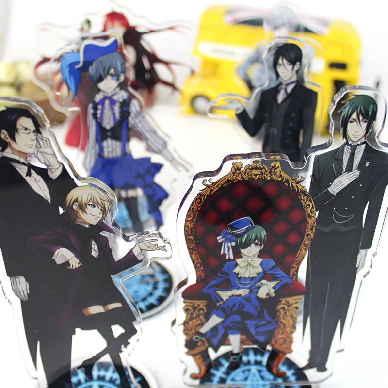 2019 Black Butler Keychain Double Sided Key Chain Acrylic Pendant Anime Accessories Cartoon Ring Decoration ornament 16CM | Украшения и