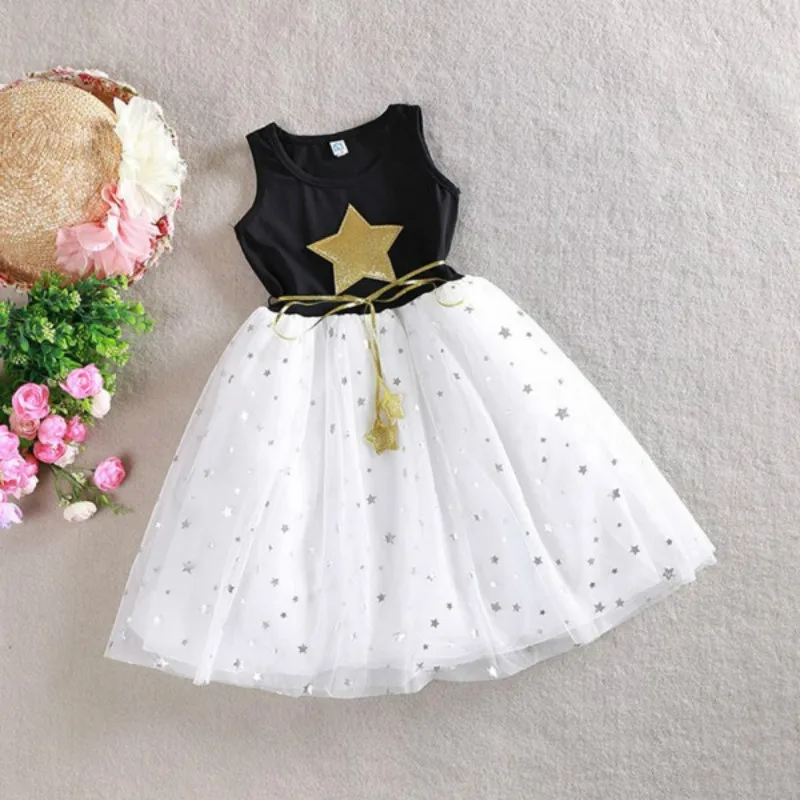 Платье для маленьких девочек пятиконечная звезда платье принцессы ремень