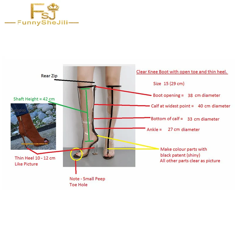 

Customization Clear Knee Boots Small Peep Toe