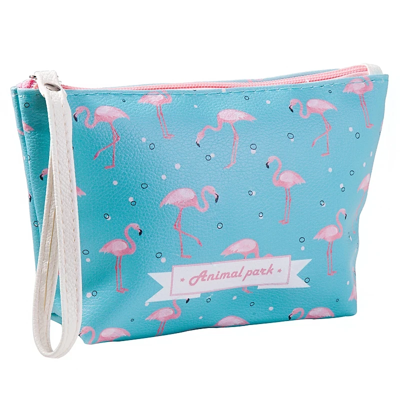 

Multi-functional PU Zipper Makeup Bag Flamingo Waterproof Wash Gargle Bag Dust 20*15*3cm