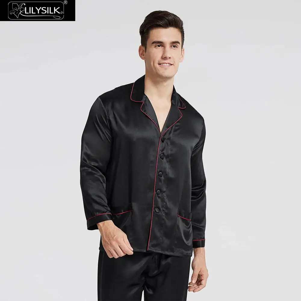 LilySilk пижамный комплект мужские пижамы одежда для сна длинные чистый 100 шелк 22 momme