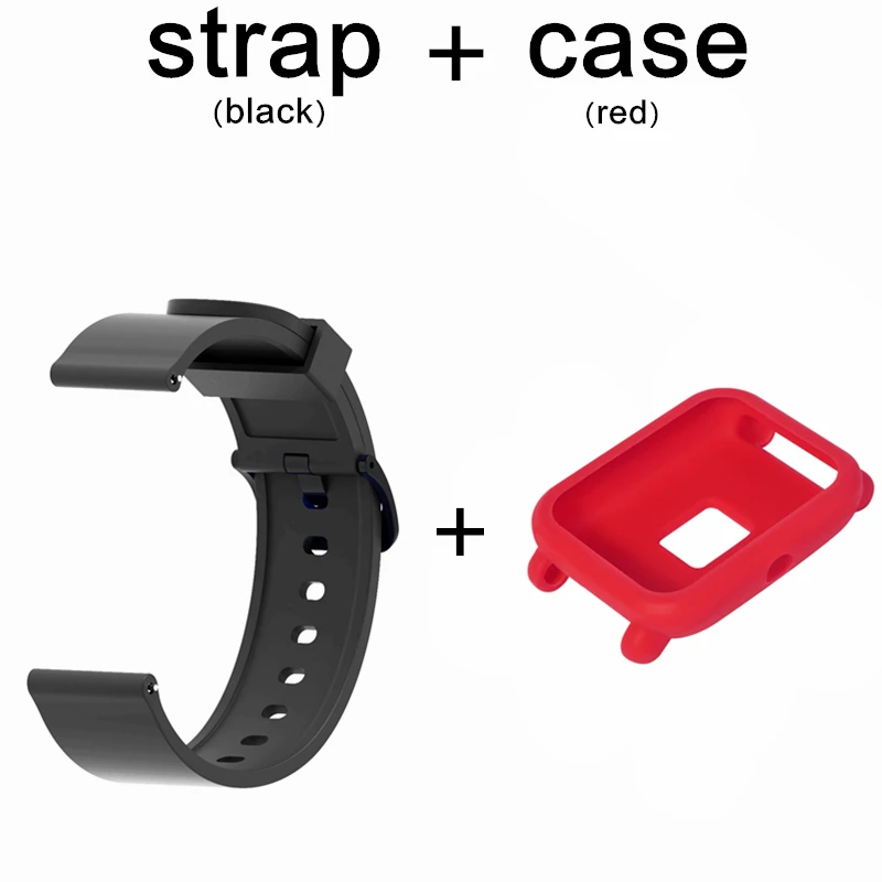 Match05 FIFATA для Xiaomi Huami Amazfit Bip 20 мм, мягкий силиконовый ремешок для часов, защитный чехол, корпус, сменный ремешок для часов, браслет - Цвет: Match05