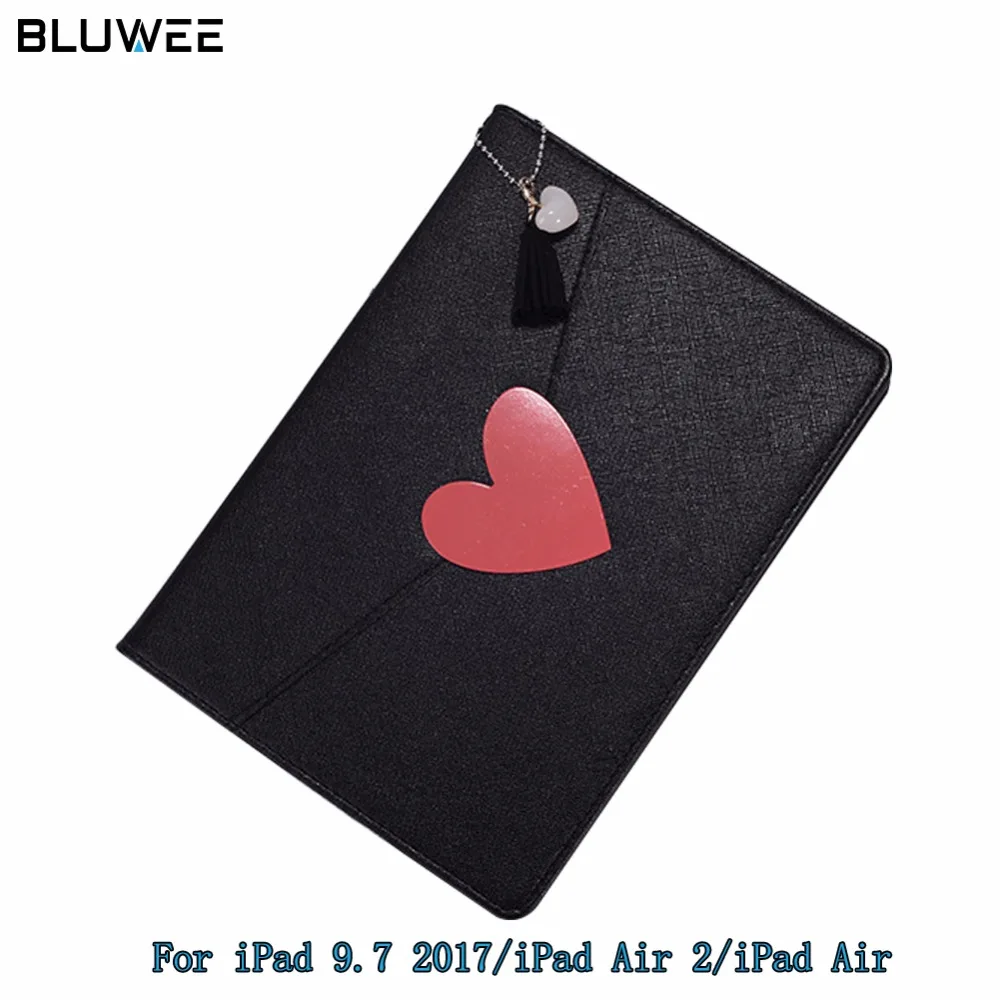 Для iPad 9 7 2018 и 2017/iPad Air 2/iPad случае сердце Стиль PU чехол Tablet кисточкой Дело