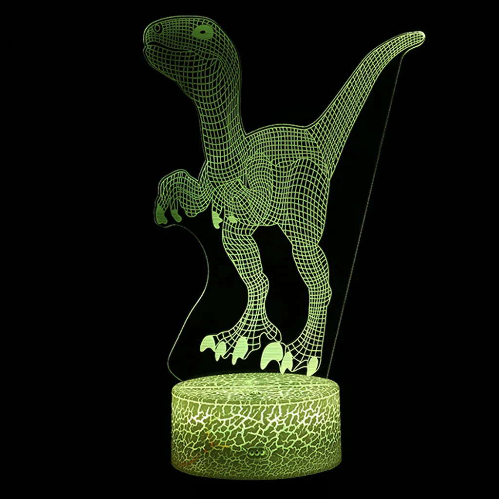 Динозавр светодиодная 3D подсветка оптическая настольная Ночная лампа с