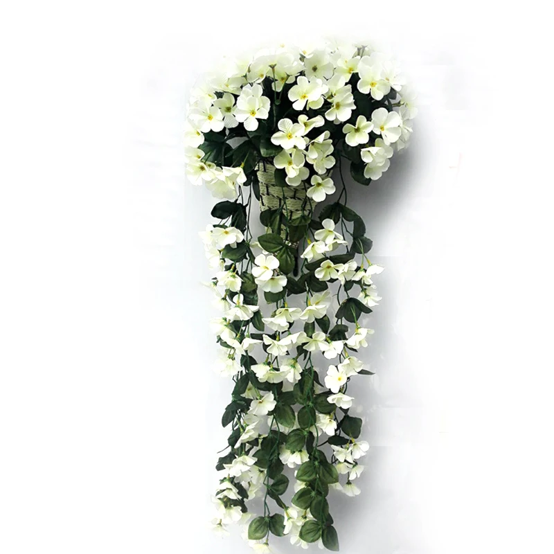 

Green Plant Artificial Flower Decor Simulation Wall Hanging Basket Flower Orchid Fake Flower Home Decor Party Supplies