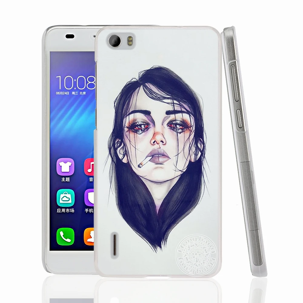 HAMEINUO Модный чехол для сотового телефона девушки с винной чашкой huawei honor 3C 4A 4X 4C 5X 6 7