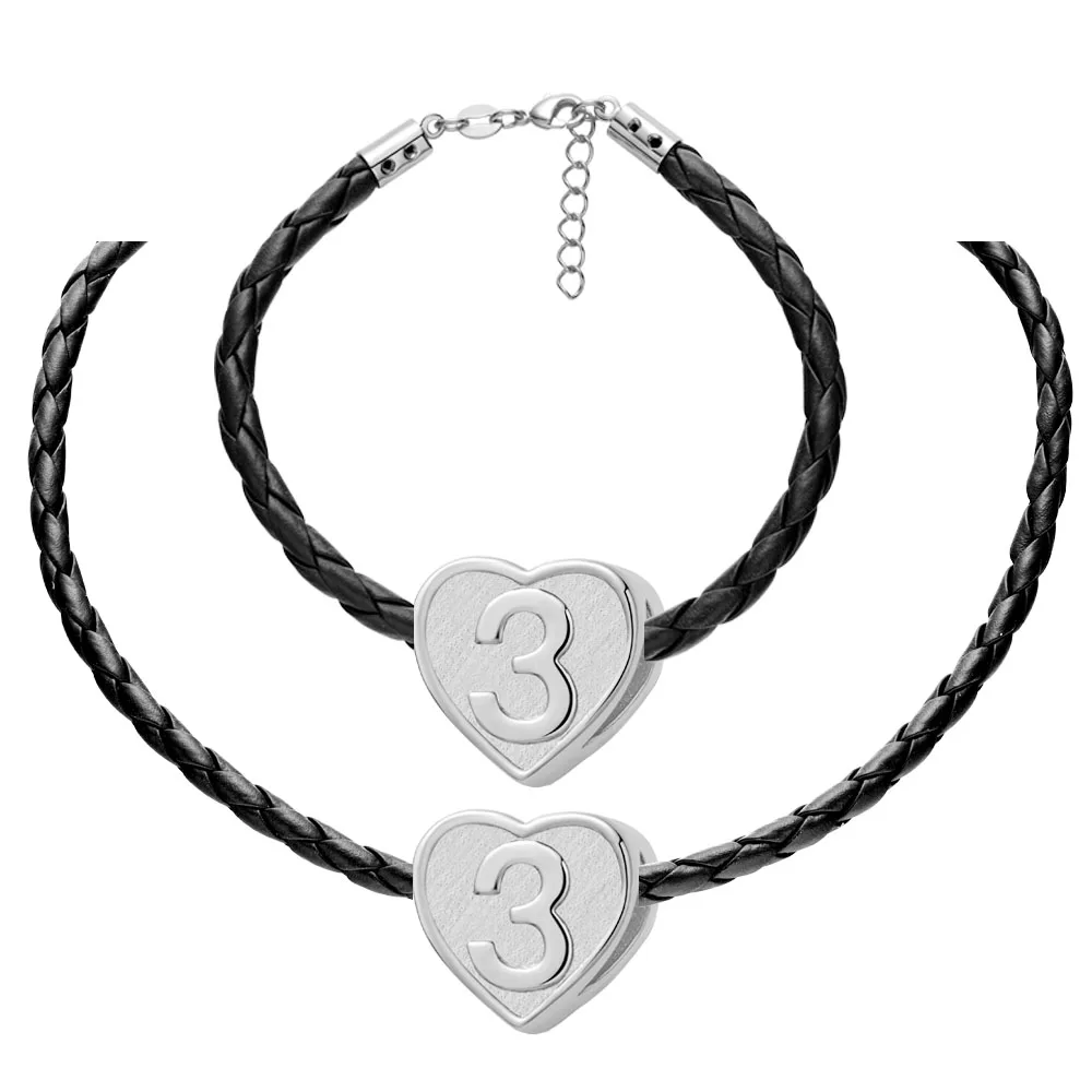 New Fashion Heart Number Jewelry Black Rope Set Silver Plated Snake Bracelets&ampnecklace For Women | Украшения и аксессуары