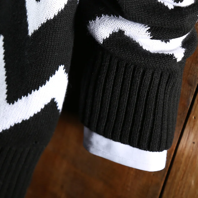 Aismz 2018 Winter Fashion Sweater Wool Cashmere O-neck Striped Slim Fit Knitting Warm Pullover Men Clothes Pull Homme Coats | Мужская