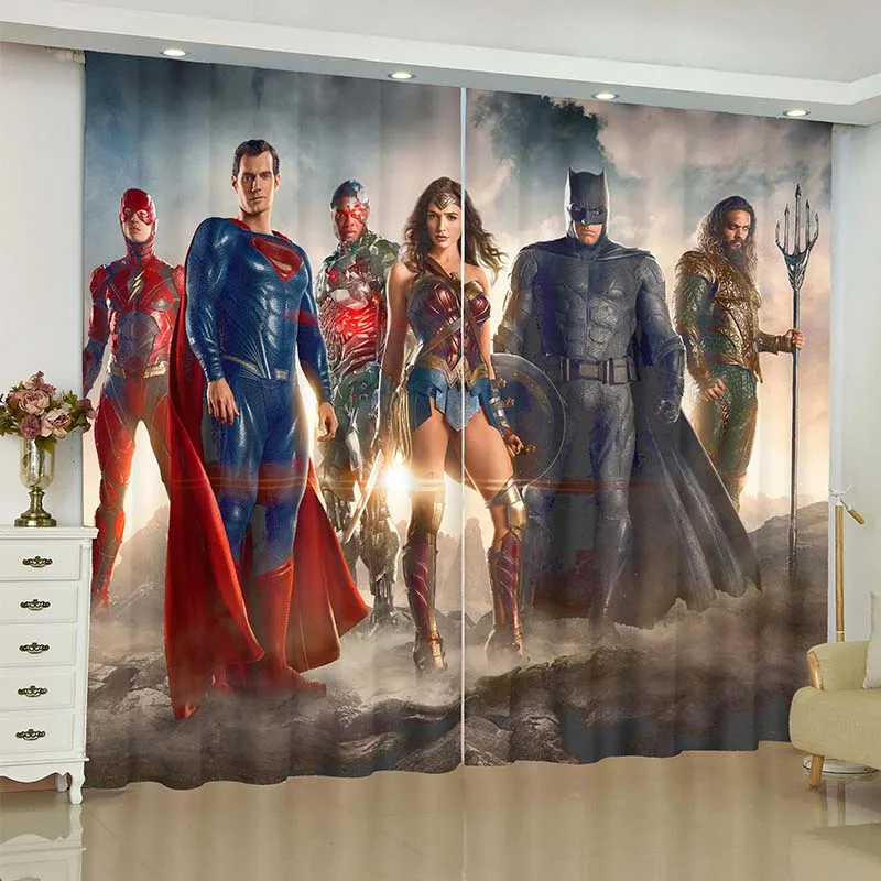 12 Занавески на окно в стиле Мстителей, Marvel, железный человек, Бэтмен, занавески с драпировкой, rideaux, занавески для гостиной, Затемненные занавески - Цвет: 12