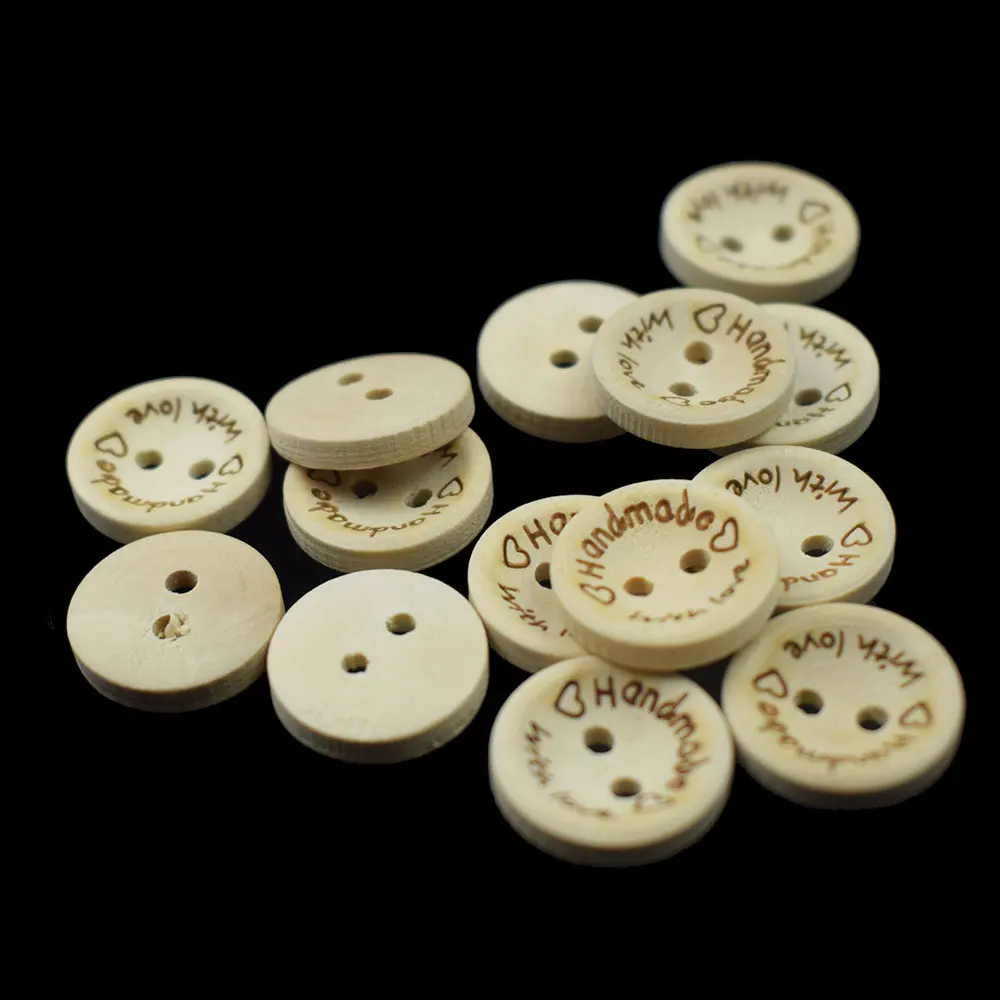 100PCs 15/20/25MM 2-Holes Round Wooden Buttons Marking Natural Button Clothing Scrapbooking Accessories Wood | Дом и сад