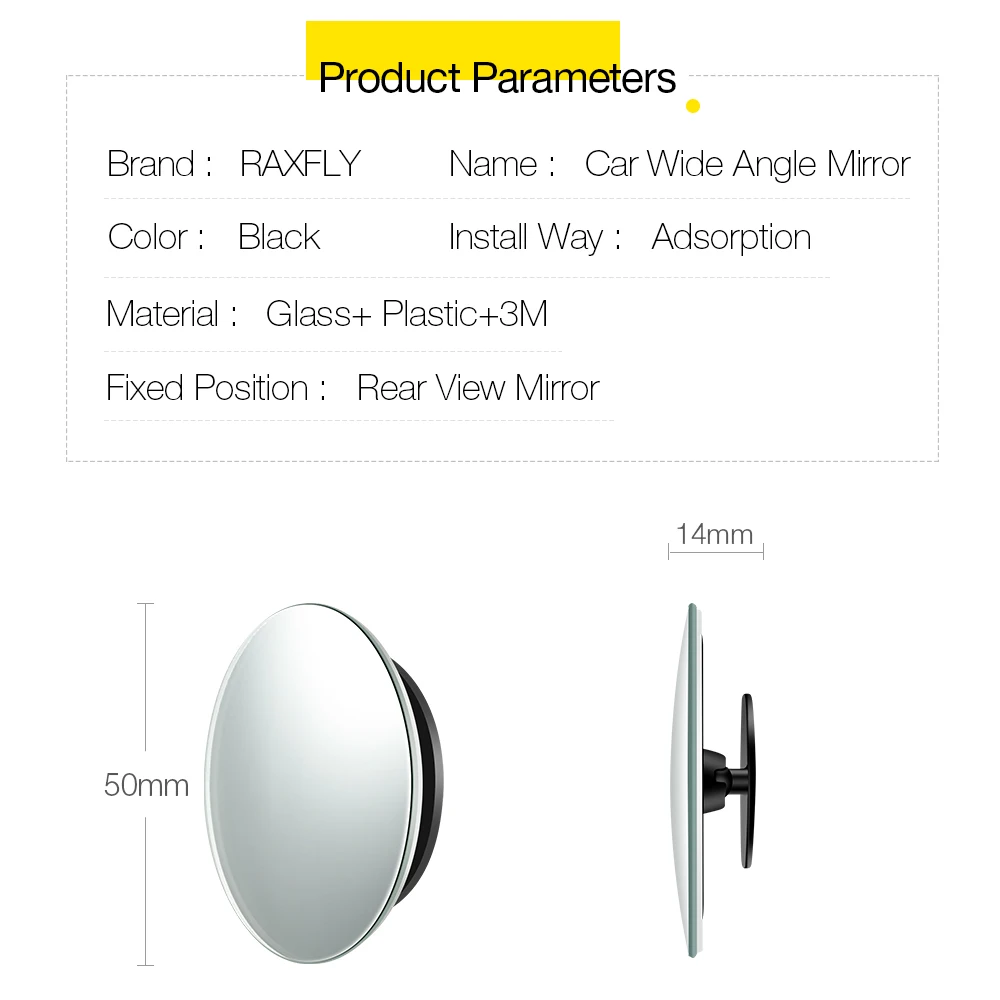 2PCS RAXFLY Universal Car Blind Mirrors Holder 360 Rotation Rear View Glass Mirror Adjustable Auto Rearview Spot | Мобильные