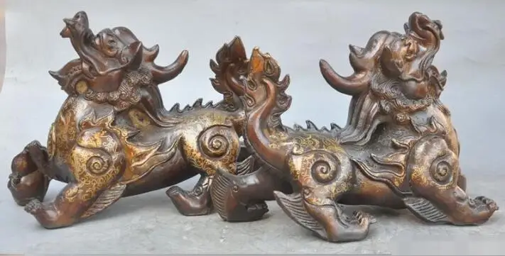 Scy s00530 9 &quotКитайский Бронзовый фэн-шуй Лаки богатство Foo Dog Единорог Kylin Pixiu зверь