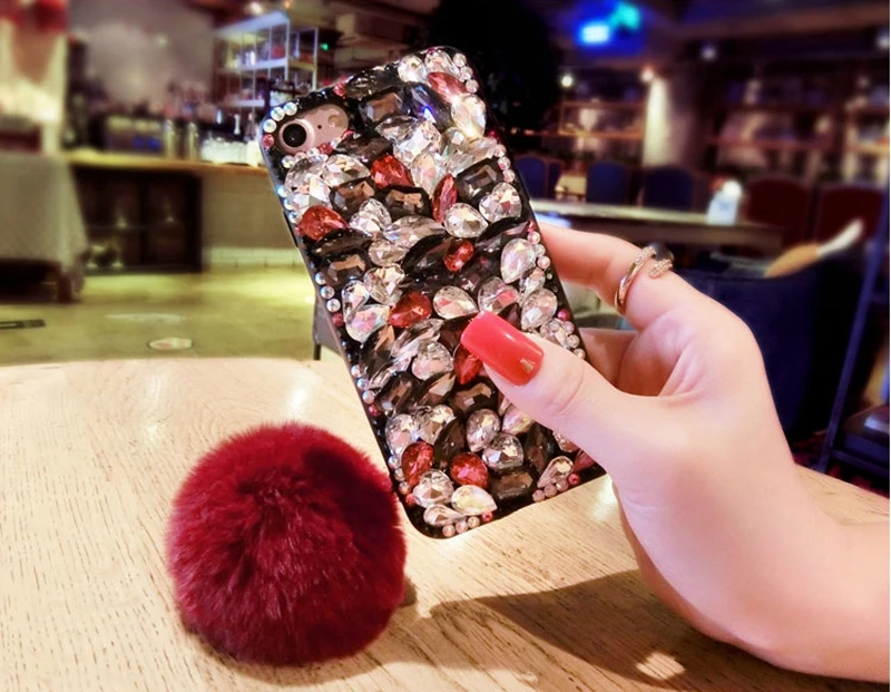 YESPURE чехол для телефона с шариком из кроличьего меха Iphone 6 Plus блестящий сотового