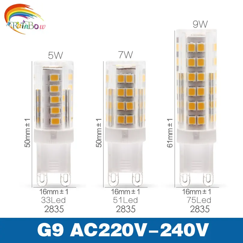 Светодиодная лампа G9 3014 2835SMD 3/5/7/9/10/12 Вт Хрустальная силиконовая Свеча на замену